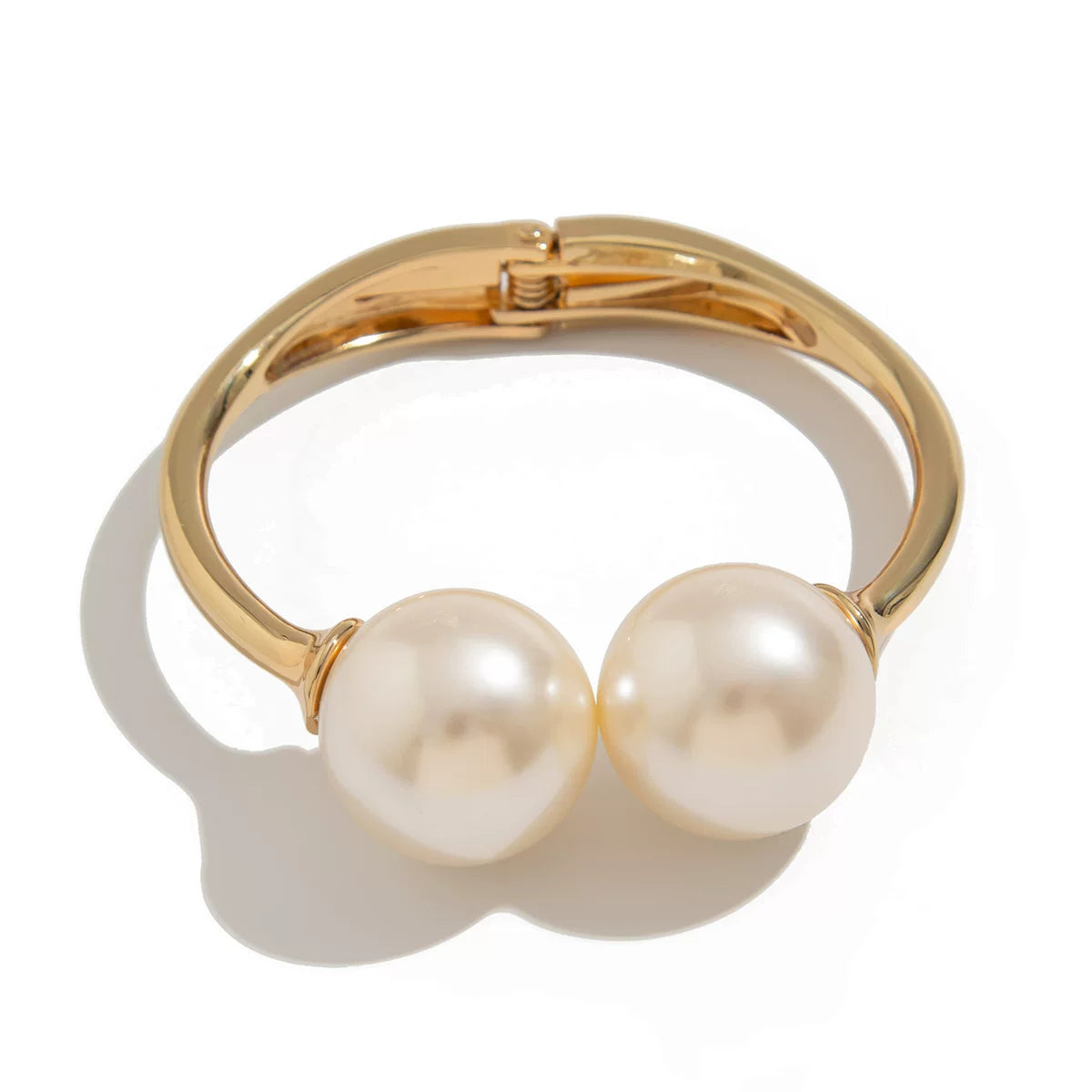 Detsccda | 2026 Women's Large Pearl Open Cuff Bracelet with Water Drop Wide Pattern and Spring Buckle Statement Jewelry