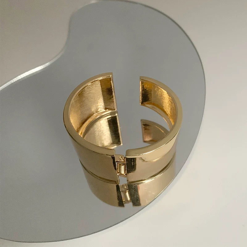 Internet Celebrity Personality Open Metal Wide Version Metal European And American Fashion Versatile Open Bracelet Niche Design Bracelet