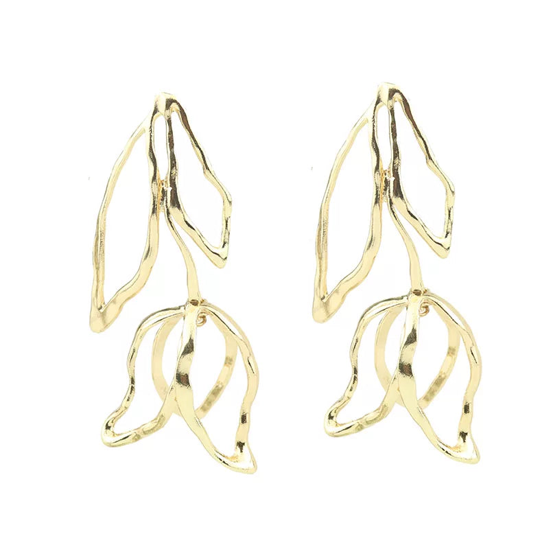 European And American Big-Name Original Designs, Niche Metal Flowers, Antique Simple Earrings, Personalized Versatile Street Style Popular Earrings