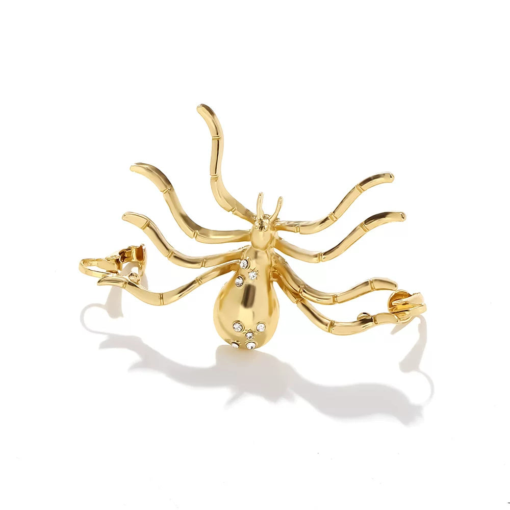 European And American Big-Name Retro Design Niche Metal Spider Necklace Set Funny Exaggerated Ring Earrings