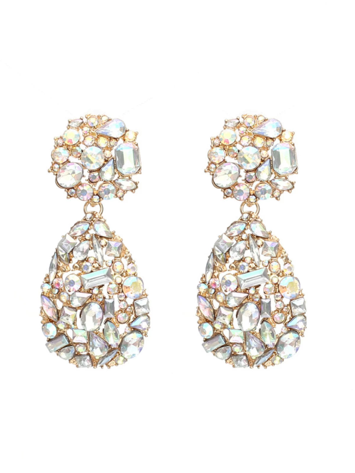 European And American Original Design Water Drop Colorful Diamond Luxury Ball Earrings, Super Sparkling Nightclub Trendy Women'S Earrings