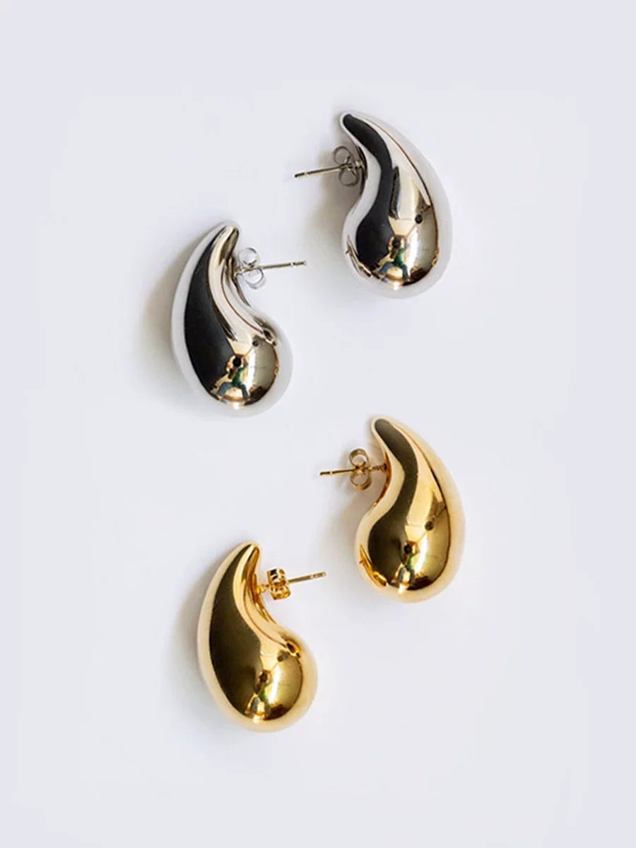 Jilifang Blogger Recommends Hollow Weight-Saving Design, High-End European And American Simple Gold-Plated Drop Shape Earrings