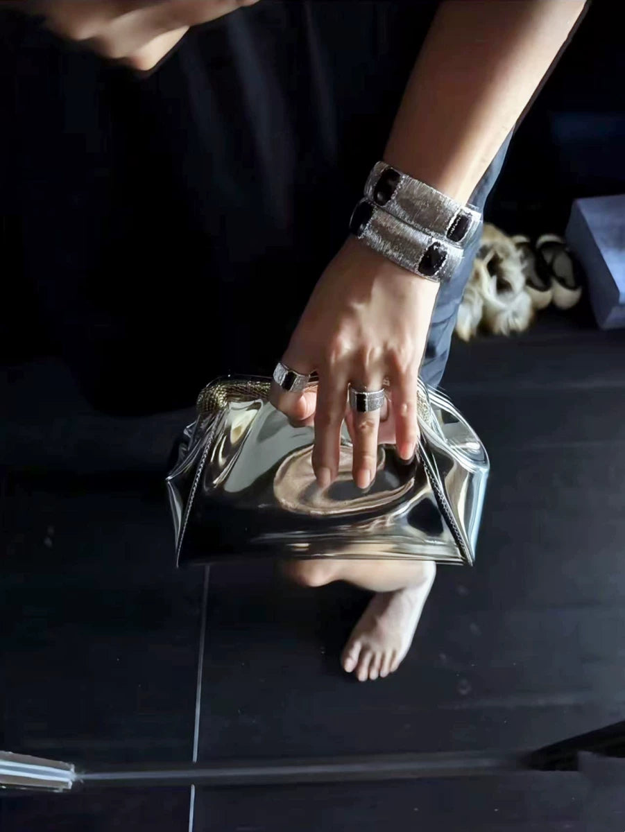 Detsccda | Adjustable Gold Wide Bracelet Sparkling Opening Color Matching Women’s Luxury Inspired Layered Jewelry Fashion Accessory