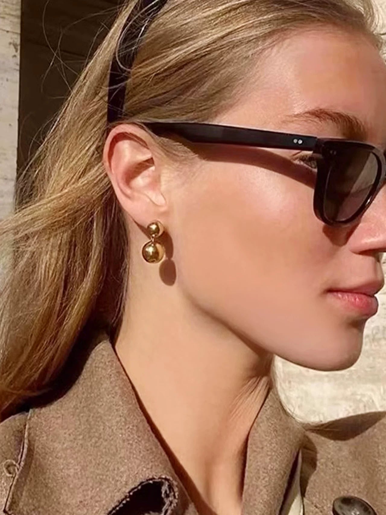 Detsccda | Danish Retro European American French Large and Small Round Ball Earrings Gold-Plated Versatile Fashion Jewelry Women 2026