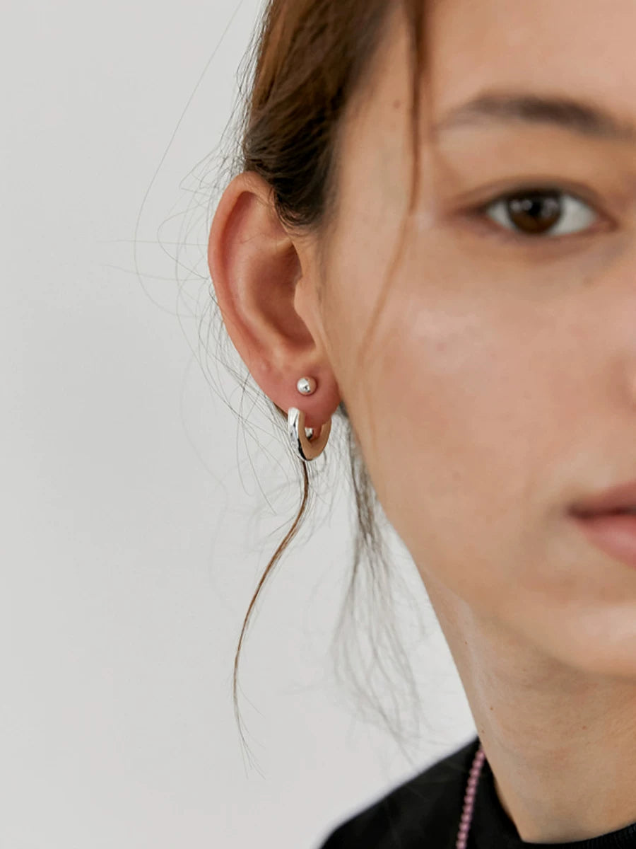 Close Your Eyes And Enter~Fashionable Niche Design High-End European And American Minimalist Personality Geometric Ring C-Shaped Hoop Earrings