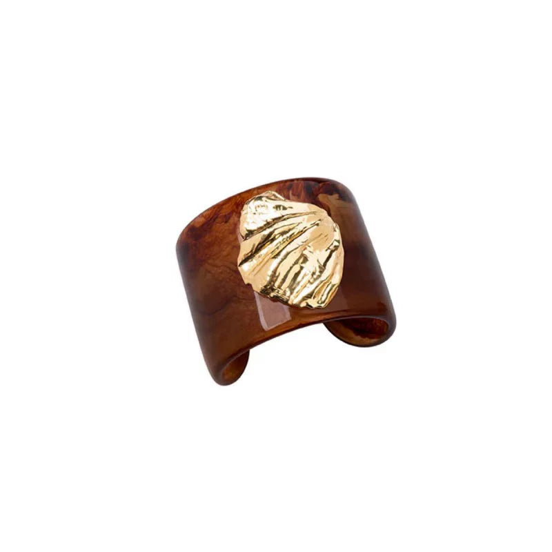 Wide Version Shell Flower Green Stone Bracelet For Women European And American Light Luxury Niche High-End Holiday Style Resin Open Bracelet Bracelet