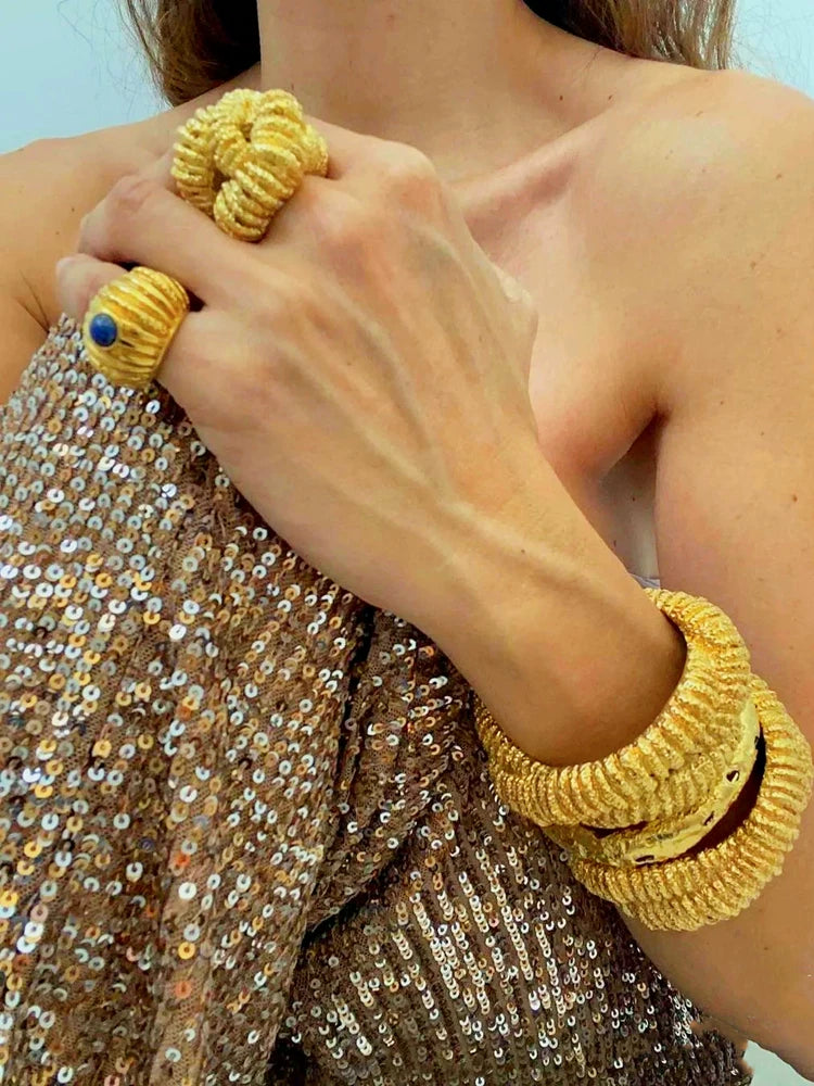 Detsccda | Medieval Vintage Inspired Bracelet Adjustable Metal Band Women’s Layered Statement Jewelry European Style Accessory