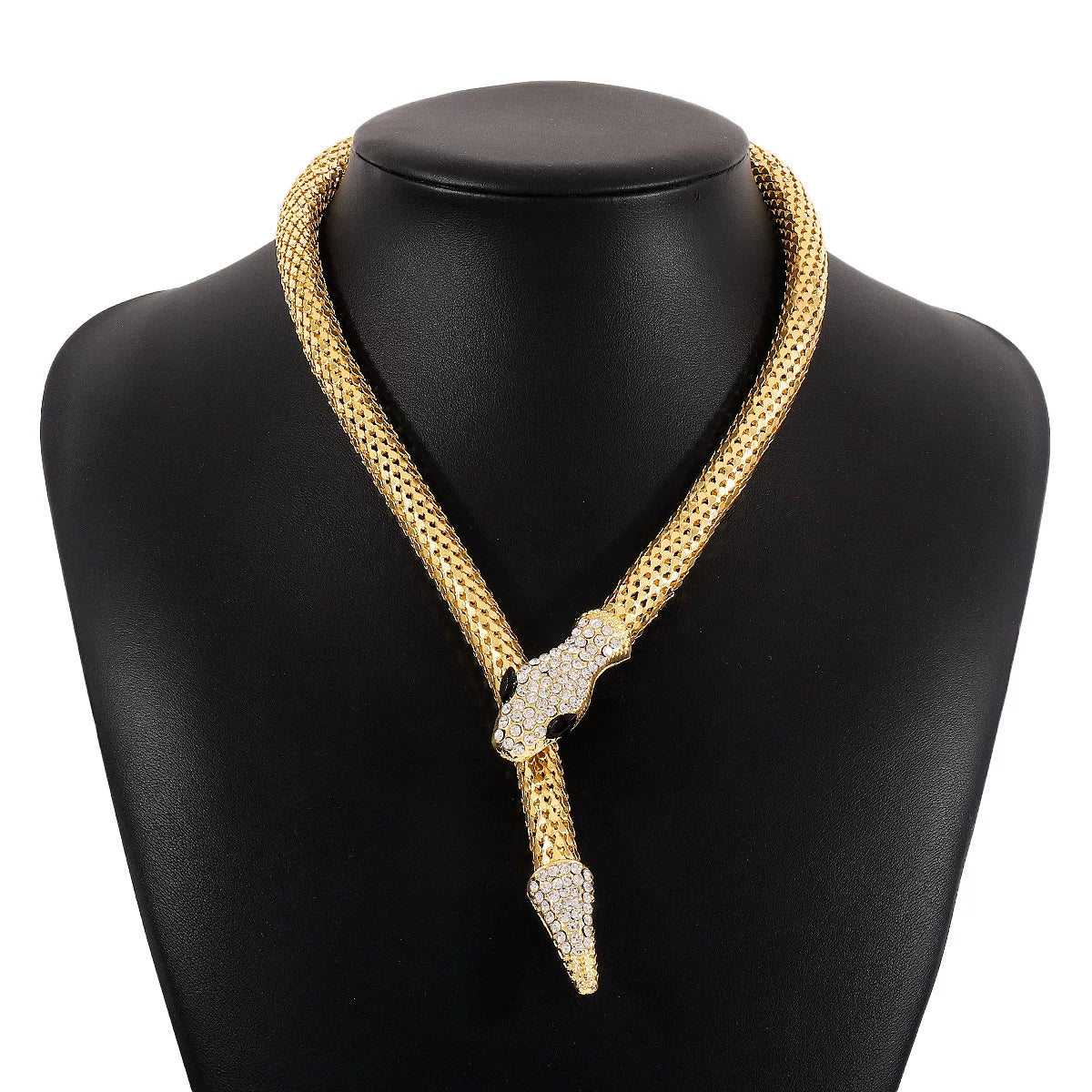 Detsccda | Exaggerated Snake-Shaped Diamond Necklace Original Design Punk Hip-Hop Street Style Adjustable Women’s Layered Fashion Jewelry Trendy Statement