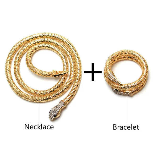 European And American Exaggerated Snake-Shaped Necklace And Bracelet Set, Nightclub Rock Style And Trendy Female Big-Name Necklace And Bracelet