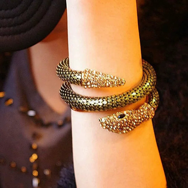 European And American Exaggerated Snake-Shaped Necklace And Bracelet Set, Nightclub Rock Style And Trendy Female Big-Name Necklace And Bracelet